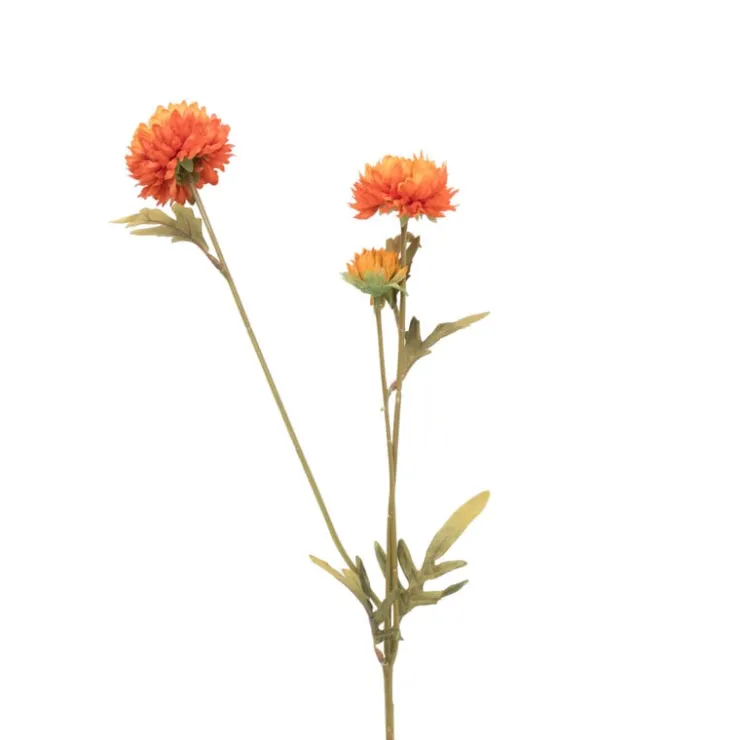 Xenos Kunstbloem met 2 chrysanten - oranje - 73 cm- Kunstbloemen