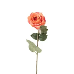 Xenos Kunstbloem roos - oranje - 64 cm- Kunstbloemen