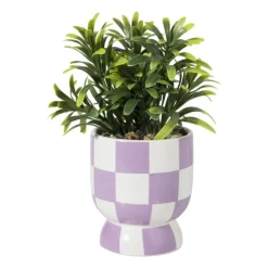Xenos Kunstplantje geblokt - lila - ø8x17 cm- Kunstplanten