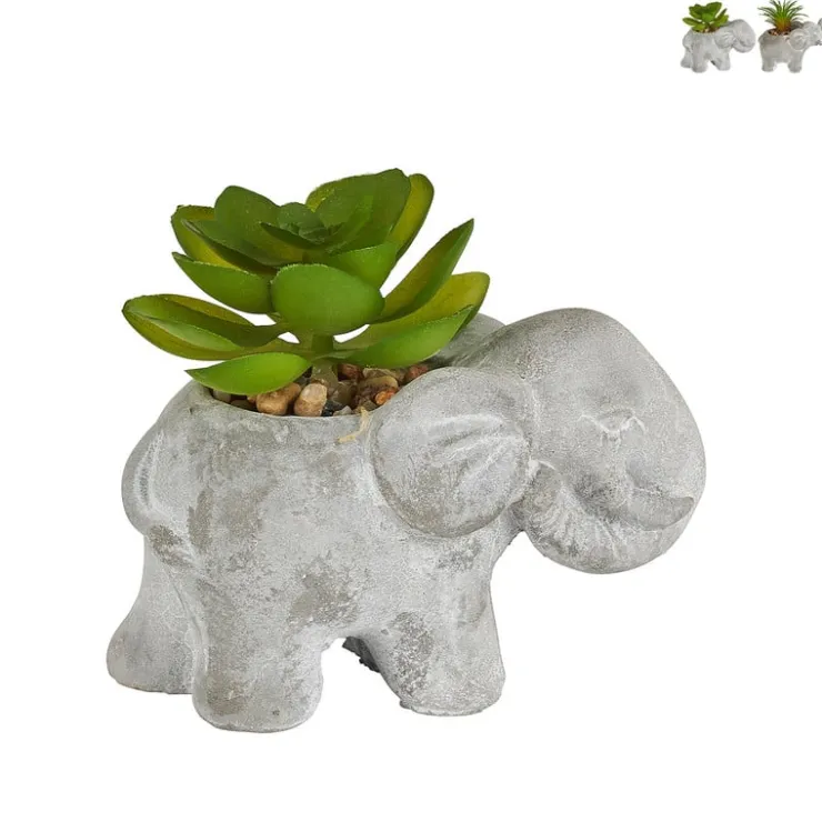 Xenos Kunstplantje in olifantje - diverse varianten - 5.5x9x7 cm- Kunstplanten