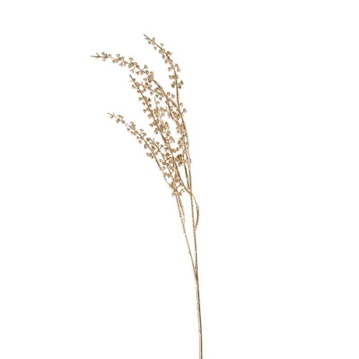 Xenos Kunsttak met bolletjes - goudkleurigkleurig - 77 cm- Kunstbloemen