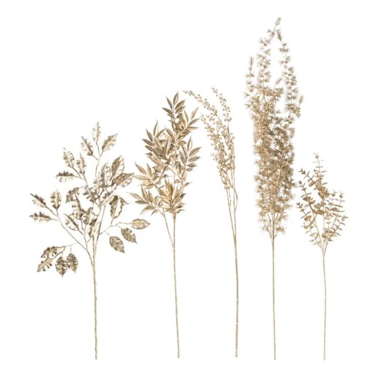 Xenos Kunsttak met bolletjes - goudkleurigkleurig - 77 cm- Kunstbloemen
