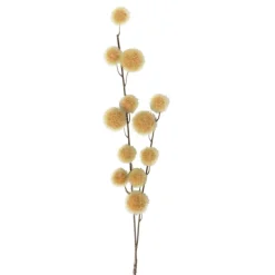 Xenos Kunsttak met bolletjes - geel - 103 cm- Kunstbloemen