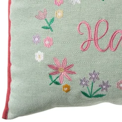 Xenos Kussen bloem happy easter - multikleur - 35x50 cm- Kussens