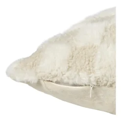 Xenos Kussen geblokt teddy - beige - 45x45 cm- Kussens