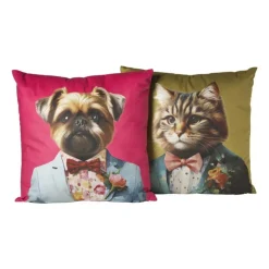 Xenos Kussen hond - multikleur - 45x45 cm- Kussens