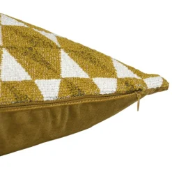 Xenos Kussen jacquard driehoek - geel - 45x45 cm- Kussens