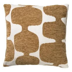 Xenos Kussen jacquard organisch - bruin/wit - 45x45 cm- Kussens