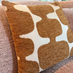 Xenos Kussen jacquard organisch - bruin/wit - 45x45 cm- Kussens