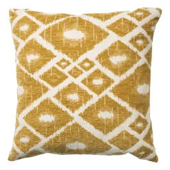 Xenos Kussen jacquard ruit - geel - 45x45 cm- Kussens