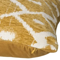 Xenos Kussen jacquard ruit - geel - 45x45 cm- Kussens