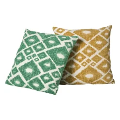 Xenos Kussen jacquard ruit - geel - 45x45 cm- Kussens