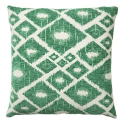 Xenos Kussen jacquard ruit - groen - 45x45 cm- Kussens