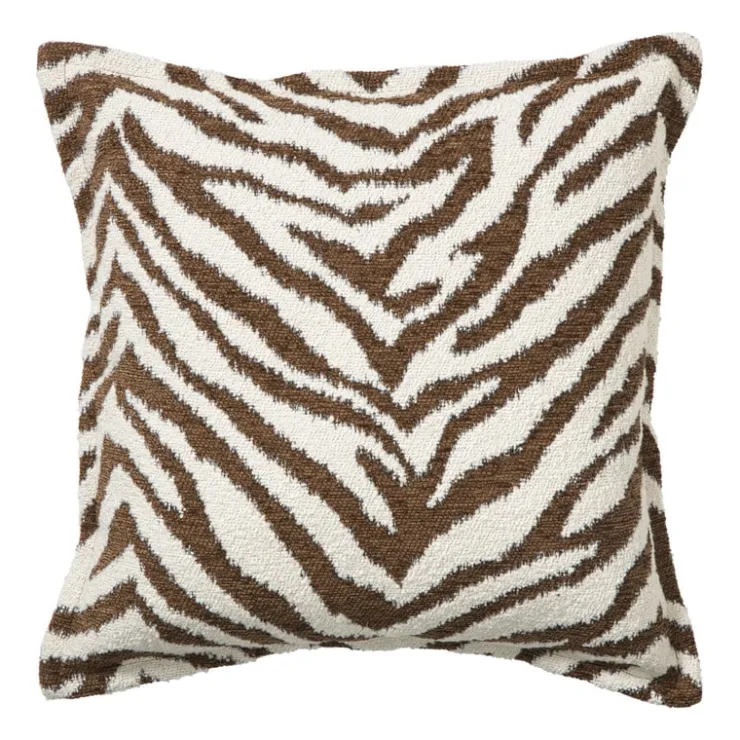 Xenos Kussen jacquard zebra - bruin/wit - 45x45 cm- Kussens