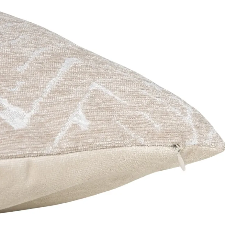 Xenos Kussen jacquard zigzag - beige - 45x45 cm- Kussens