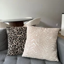 Xenos Kussen jacquard zigzag - beige - 45x45 cm- Kussens