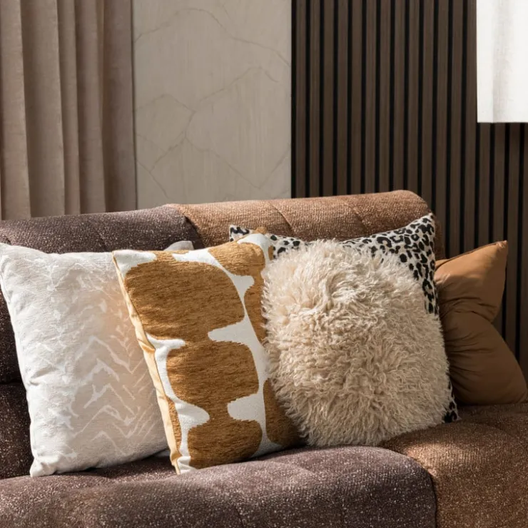 Xenos Kussen jacquard zigzag - beige - 45x45 cm- Kussens