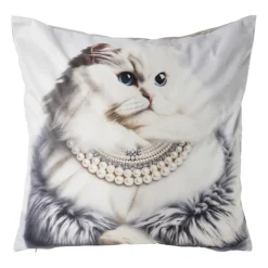 Xenos Kussen kat - multikleur - 45x45 cm- Kussens