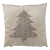 Xenos Kussen kertsboom pailet - taupe - 45x45 cm- Kussens