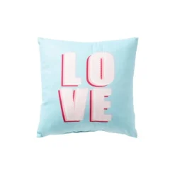 Xenos Kussen love - blauw/roze - 30x30 cm- Kussens
