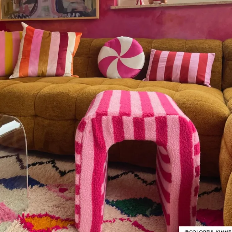 Xenos Kussen met strepen - rood/roze - 30x45 cm- Kerstcadeaus|Kussens