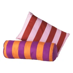 Xenos Kussen met strepen - rood/roze - 30x45 cm- Kerstcadeaus|Kussens