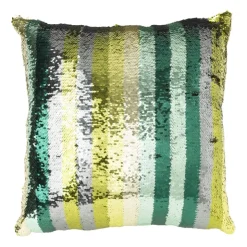 Xenos Kussen pailletten - groen - 45x45 cm- Kussens