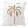 Xenos Kussen palmboom - blauw/wit/goud - 45x45 cm- Kussens