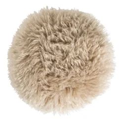Xenos Kussen rond bontlook - beige - ø40 cm- Kussens