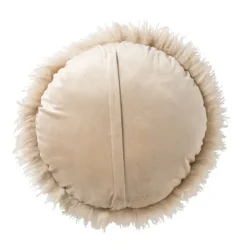 Xenos Kussen rond bontlook - beige - ø40 cm- Kussens