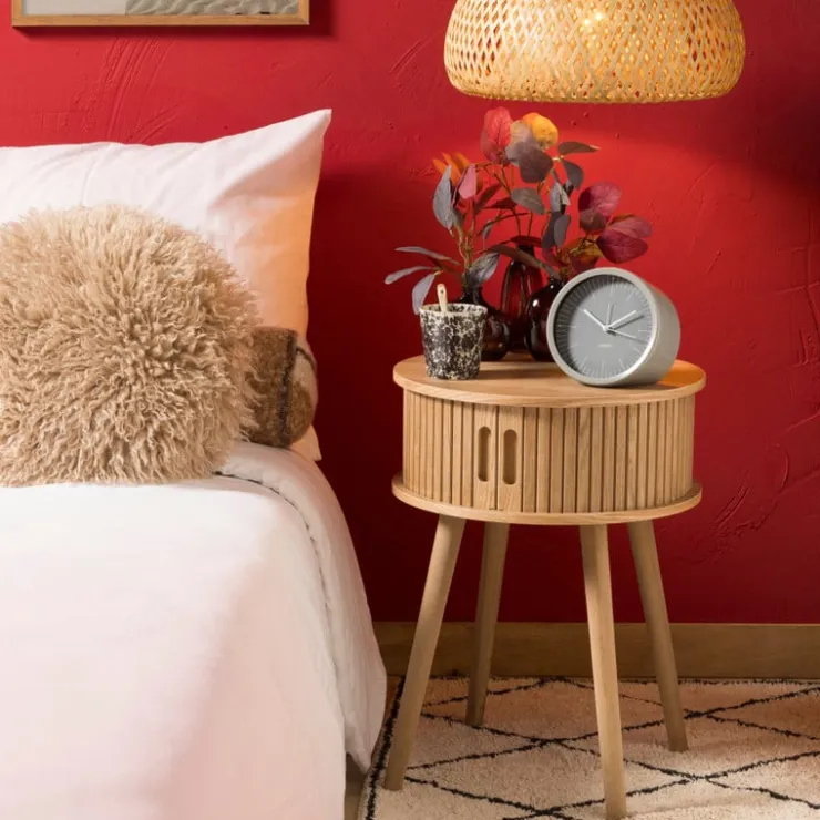 Xenos Kussen rond bontlook - beige - ø40 cm- Kussens