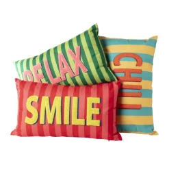 Xenos Kussen smile - roze/geel - 30x50 cm- Kussens