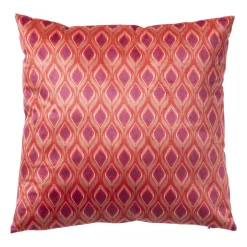 Xenos Kussen velvet blad - rood/roze - 45x45 cm- Kussens