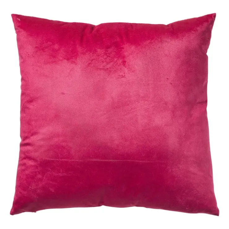 Xenos Kussen velvet blad - rood/roze - 45x45 cm- Kussens