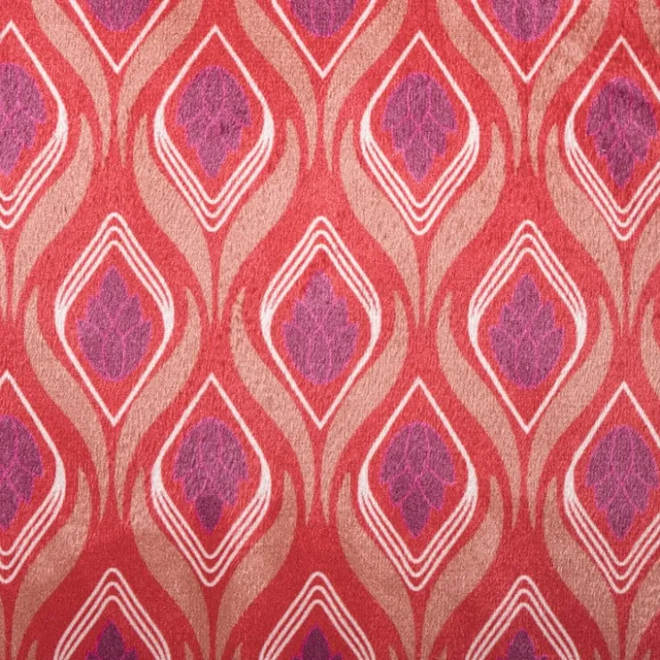 Xenos Kussen velvet blad - rood/roze - 45x45 cm- Kussens