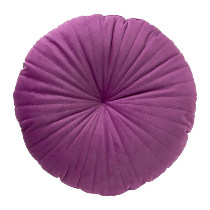 Xenos Kussen velvet rond - paars - ø45 cm- Kussens