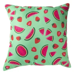 Xenos Kussen watermeloen & aardbei - groen/roze - 45x45 cm- Kussens