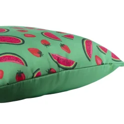 Xenos Kussen watermeloen & aardbei - groen/roze - 45x45 cm- Kussens