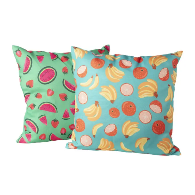 Xenos Kussen watermeloen & aardbei - groen/roze - 45x45 cm- Kussens