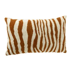 Xenos Kussen zebraprint - terra/wit - 30x50 cm- Kussens