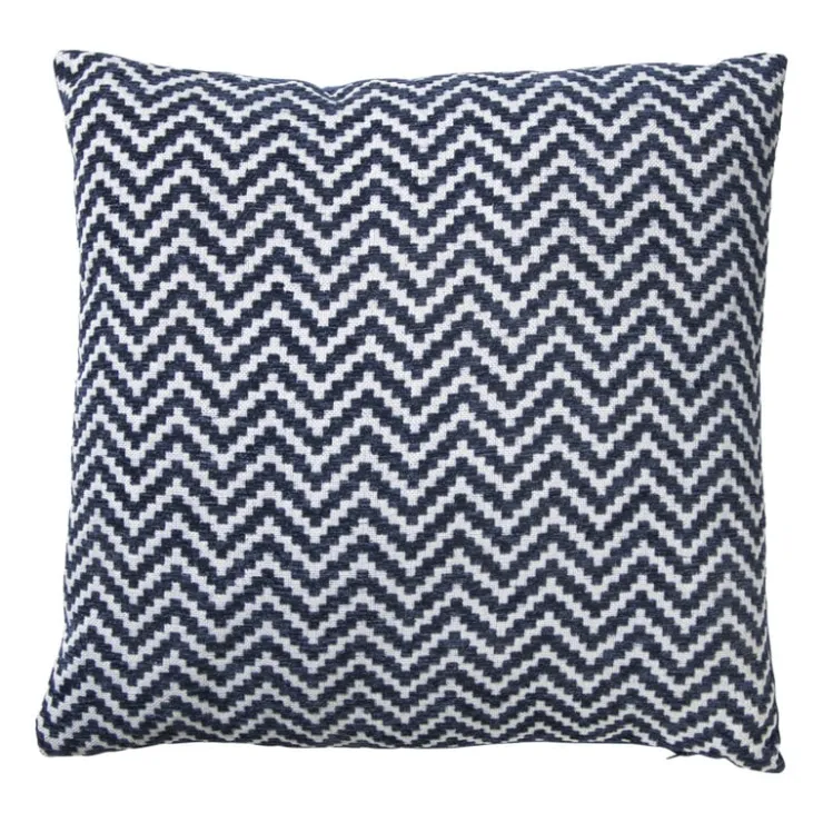 Xenos Kussen zigzag - blauw - 45x45 cm- Kussens