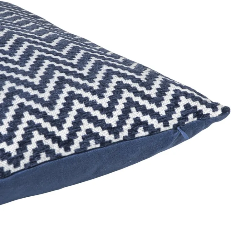 Xenos Kussen zigzag - blauw - 45x45 cm- Kussens