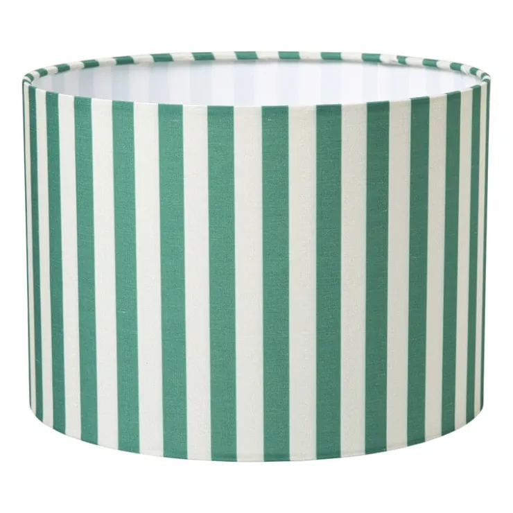 Xenos Lampenkap streep - groen/wit - ø24.5x17.5 cm- Lampenkappen