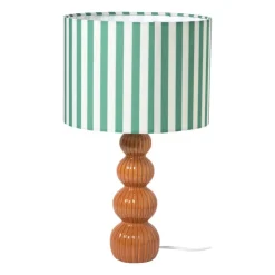 Xenos Lampenkap streep - groen/wit - ø24.5x17.5 cm- Lampenkappen