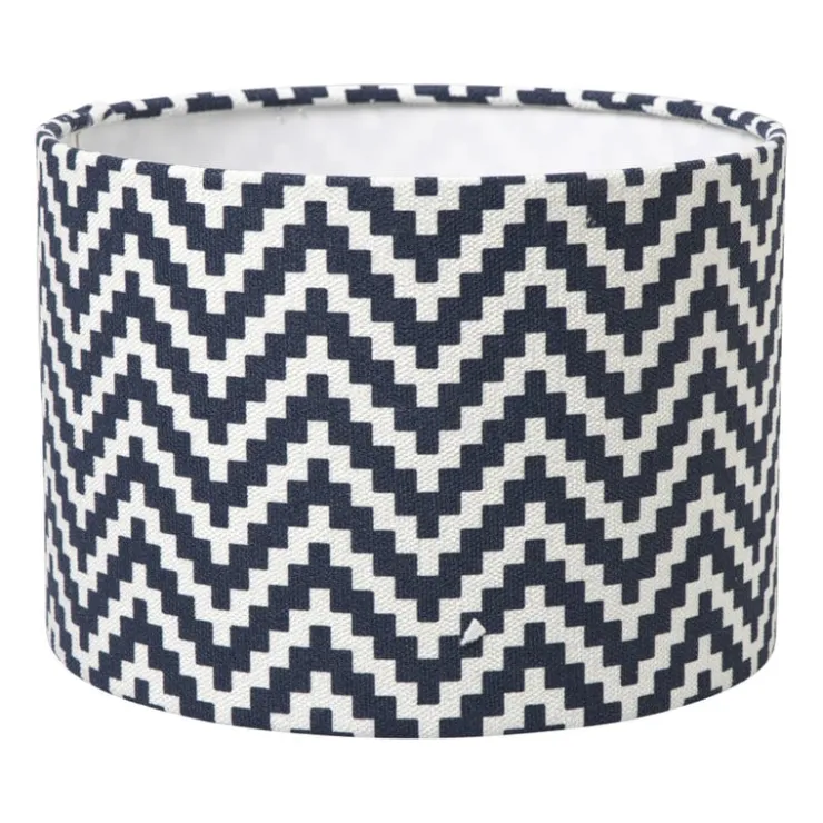 Xenos Lampenkap zigzag groot - zwart/wit - ø24.5x17.5 cm- Lampenkappen
