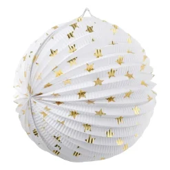 Xenos Lampion wit/goud - diverse varianten - ⌀25 cm- Lampionnen|Bruiloft