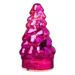 Xenos Lampje kerstboom klein - fuchsia - ø7x12 cm- Kleine Kerstbomen