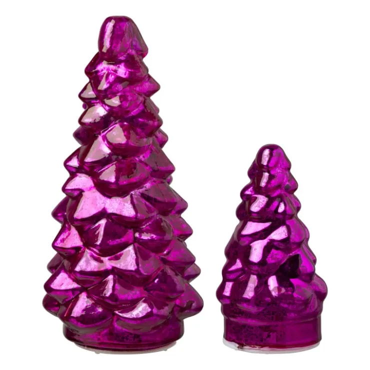 Xenos Lampje kerstboom klein - fuchsia - ø7x12 cm- Kleine Kerstbomen