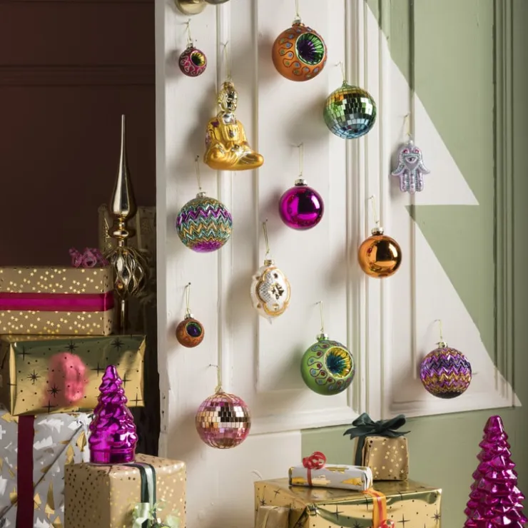 Xenos Lampje kerstboom klein - fuchsia - ø7x12 cm- Kleine Kerstbomen