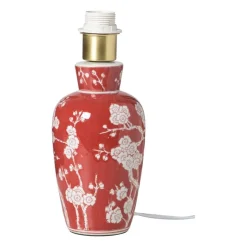 Xenos Lampvoet bloemen - rood -ø22x30.5 cm- Lampenvoeten